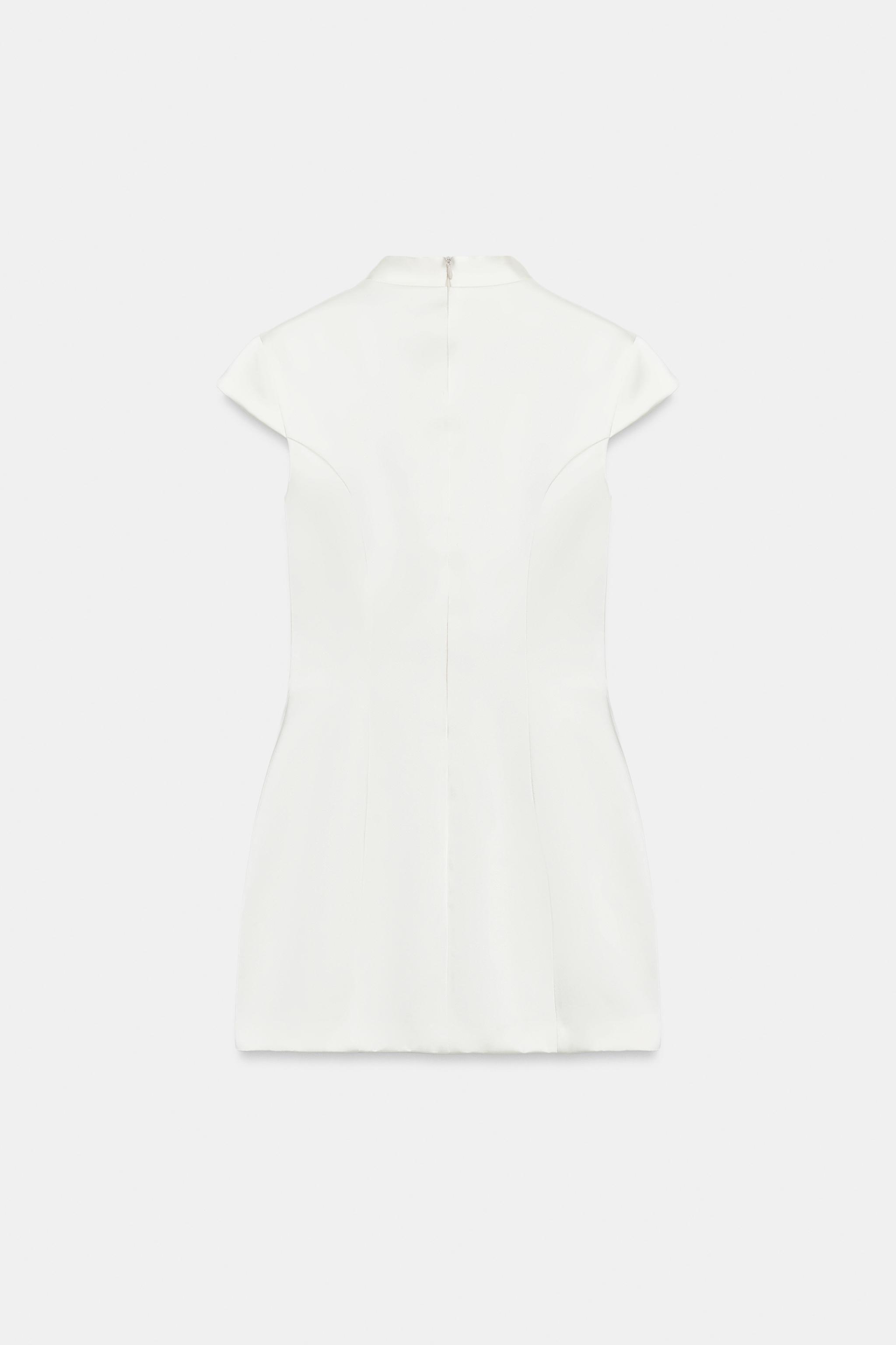 SATIN EFFECT MINI FIREMAN CLASP DRESS